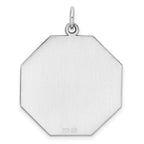 SS Rh-plt Engraveable Octagon Polished Front/Satin Back Disc Charm