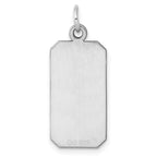 SS Rh-plt Engraveable Rectangle Polished Front/Satin Back Disc Charm
