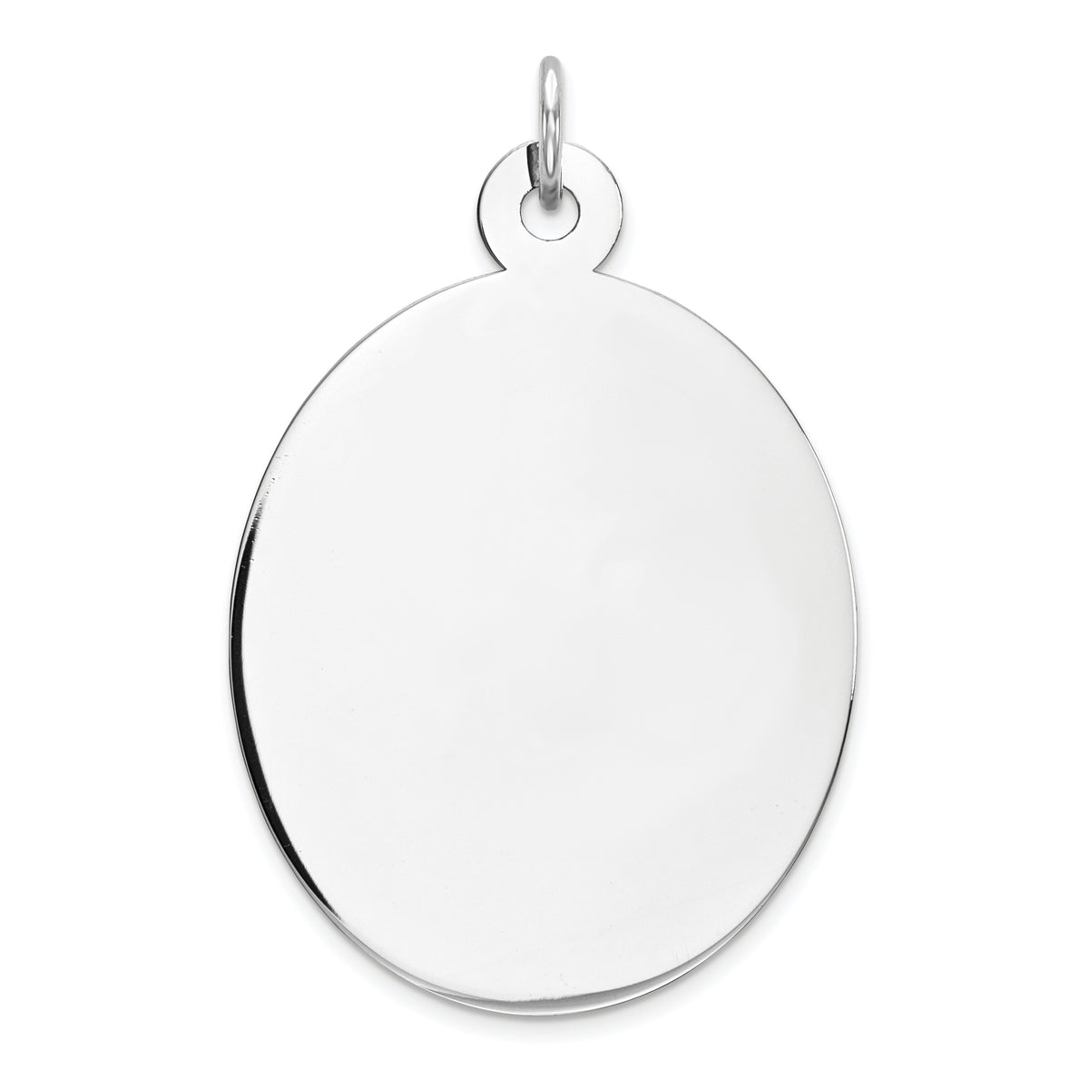 Sterling Silver Rhod-plate Eng. Oval Polish Front/Satin Back Disc Charm
