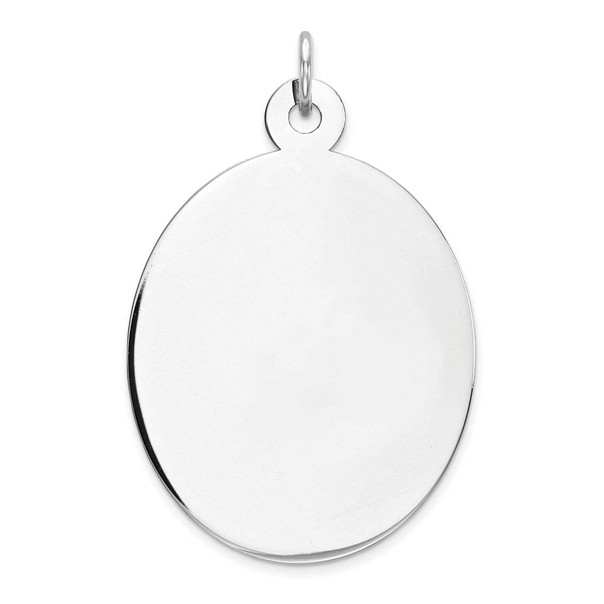 Oval Disc Charm in Sterling Silver, 31mm Satin & Polished Engravable Secondary image