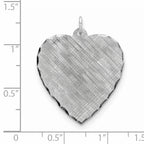SS Rh-plt Engraveable Heart Patterned Polished Front/Satin Back Disc