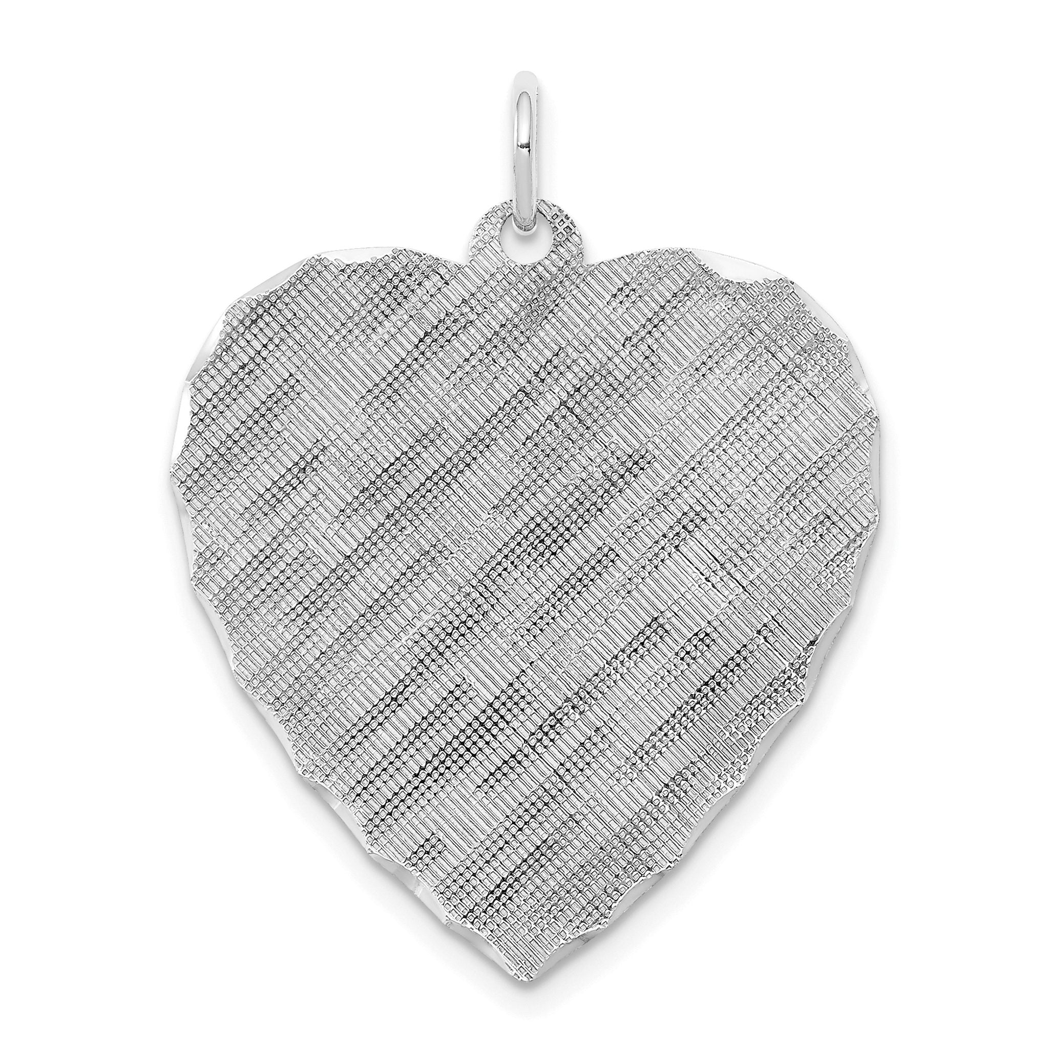 Heart-Patterned Disc Pendant in Sterling Silver, 31mm Engravable Secondary image