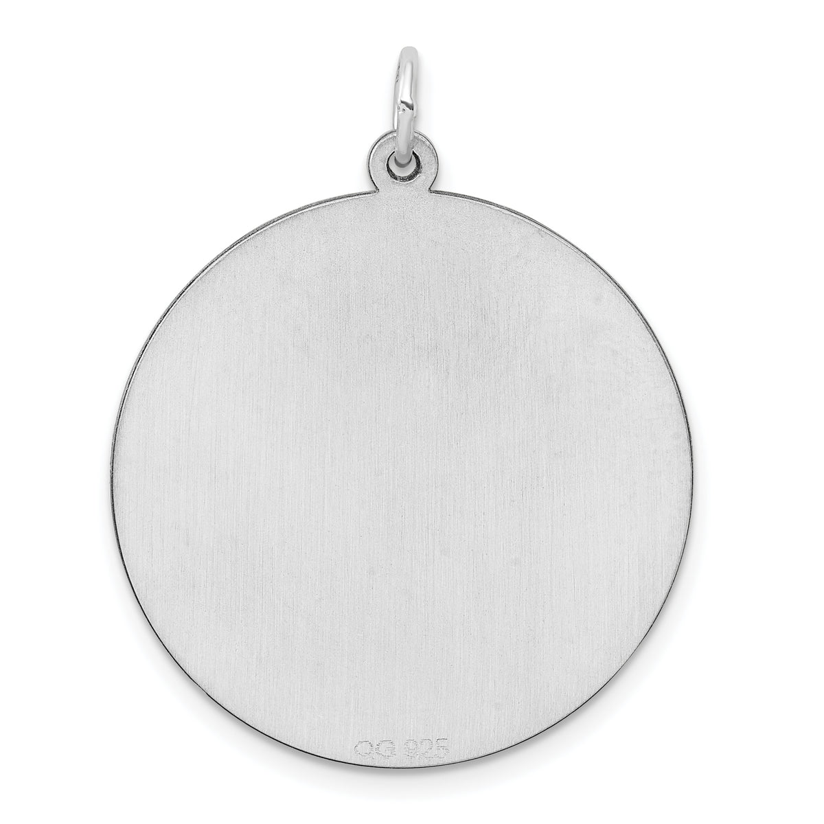 Sterling Silver Rhod-plated Eng. Rnd Polish Front/Satin Back Disc Charm
