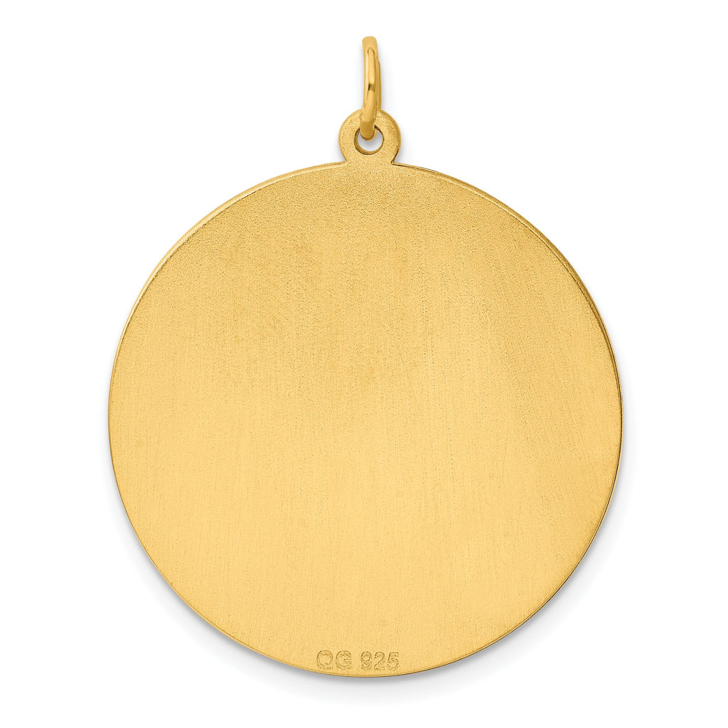 Round Disc Charm in Gold-Plated Sterling Silver with Scalloped Edge, Engravable - Sophia Jewelers
