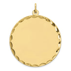 Round Disc Charm in Gold-Plated Sterling Silver with Scalloped Edge, Engravable - Sophia Jewelers