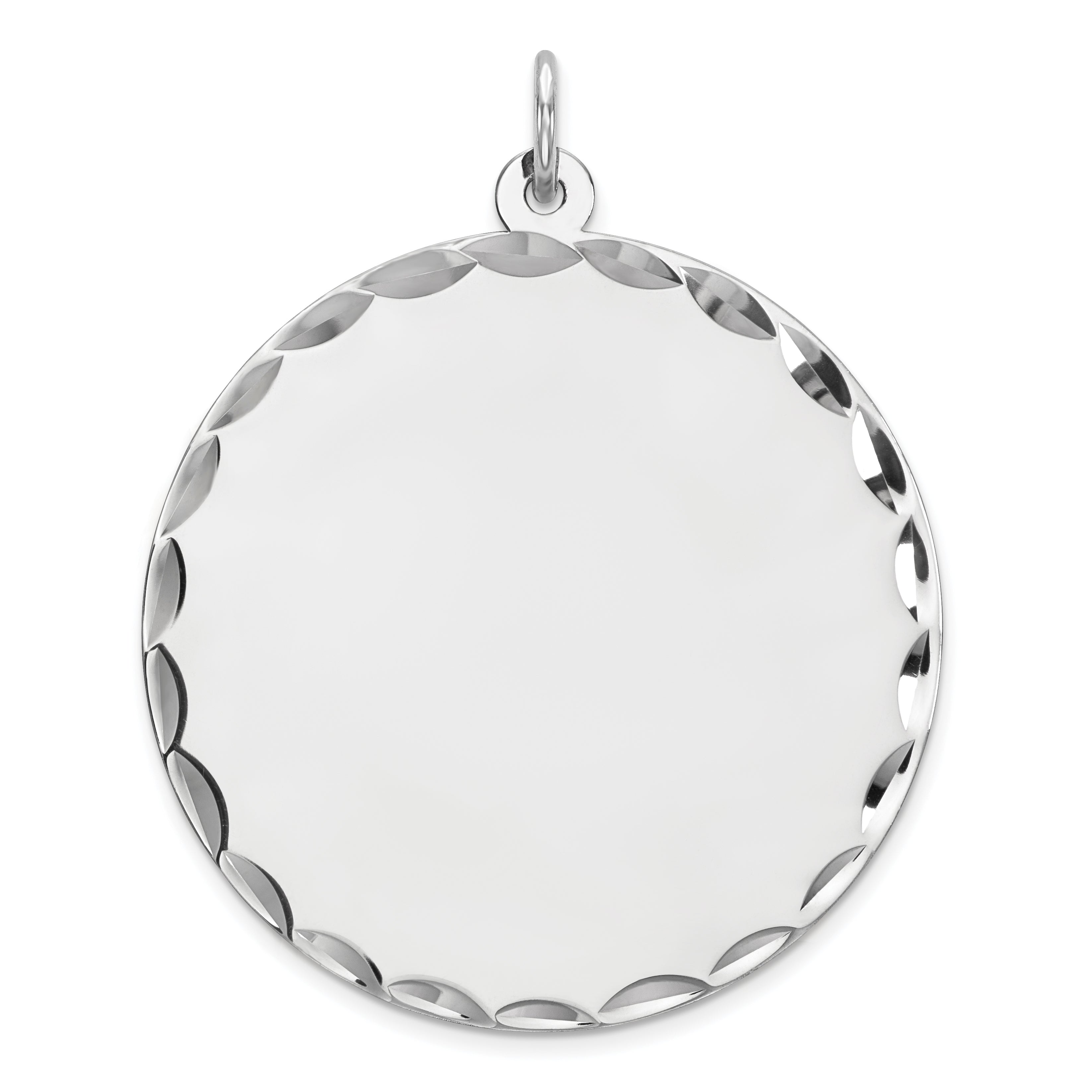 Sterling Silver Rhod-plated Eng. Rnd Polish Front/Satin Back Disc Charm Secondary image