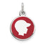 Red Enamel Boy Disc Charm in Sterling Silver, 20mm - Sophia Jewelers