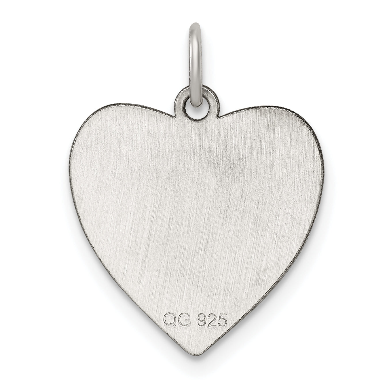 SS Rh-plt Engraveable Heart Polished Front/Satin Back Disc Charm Secondary image