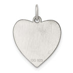 SS Rh-plt Engraveable Heart Polished Front/Satin Back Disc Charm
