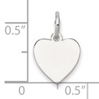 SS Rh-plt Engraveable Heart Polished Front/Satin Back Disc Charm