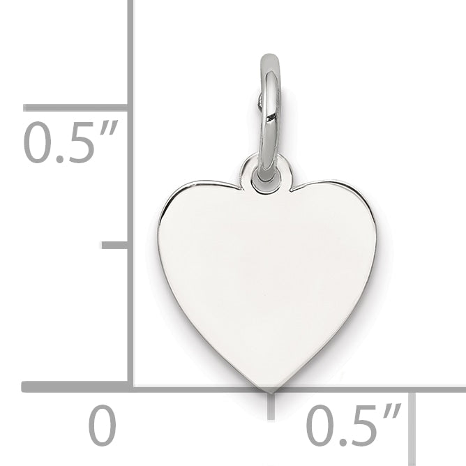 SS Rh-plt Engraveable Heart Polished Front/Satin Back Disc Charm