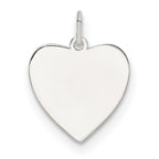 SS Rh-plt Engraveable Heart Polished Front/Satin Back Disc Charm