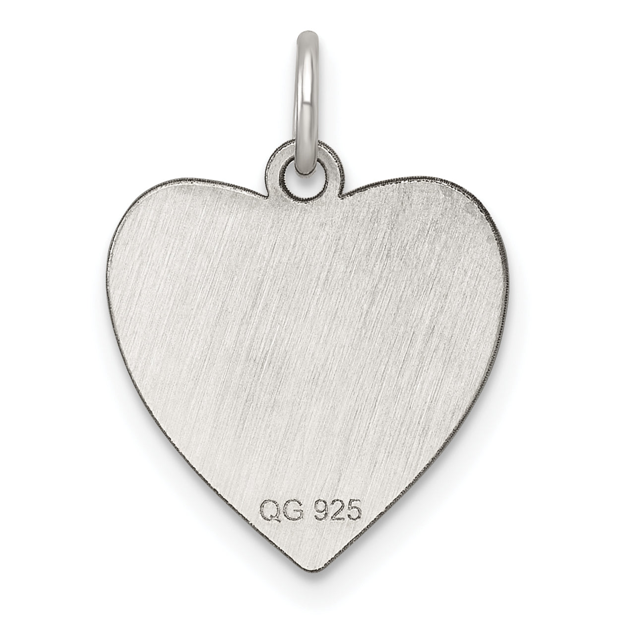 SS Rh-plt Engraveable Heart Polished Front/Satin Back Disc Charm