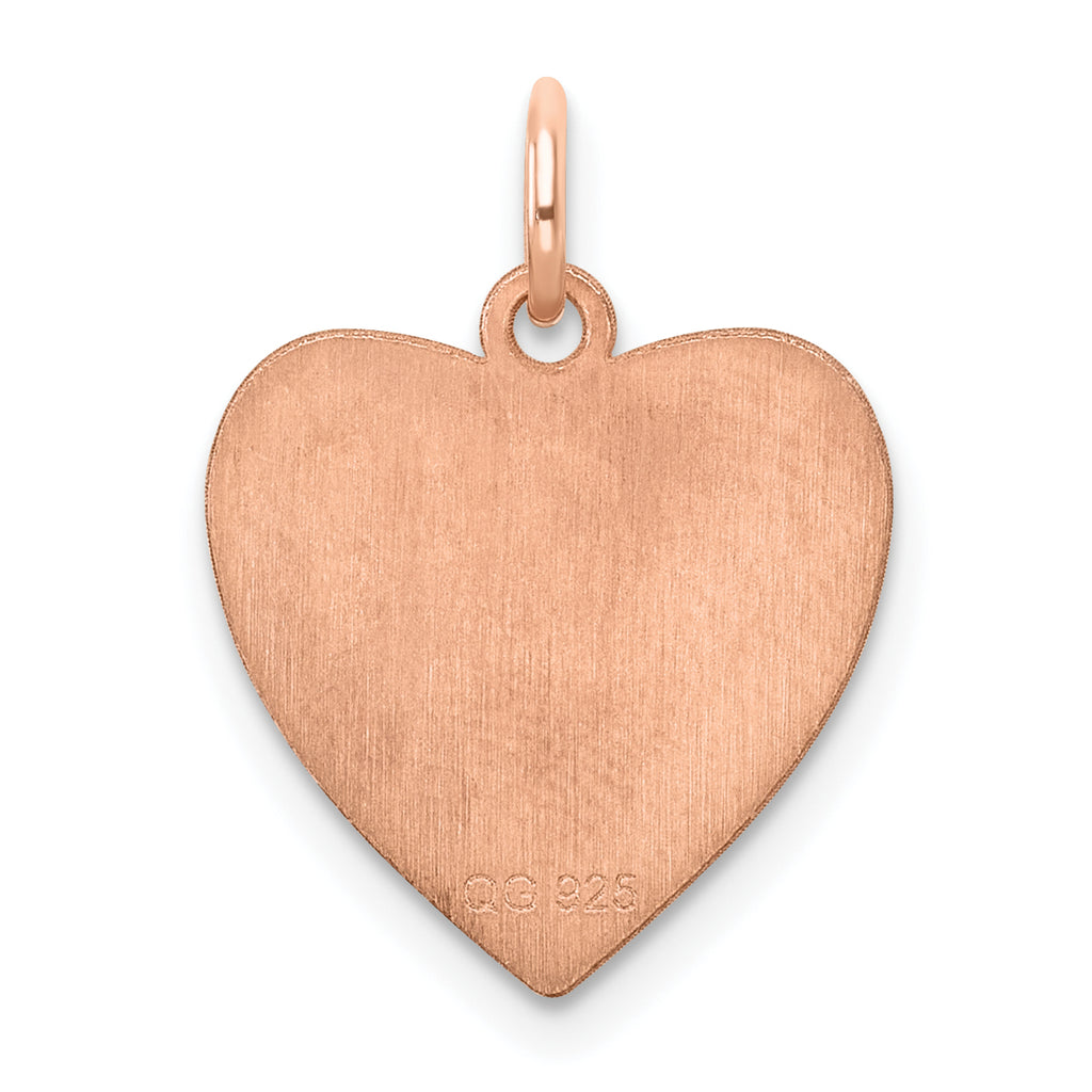 Sterling Silver RG Plated Eng. Heart Polish Front/Satin Back Disc Charm