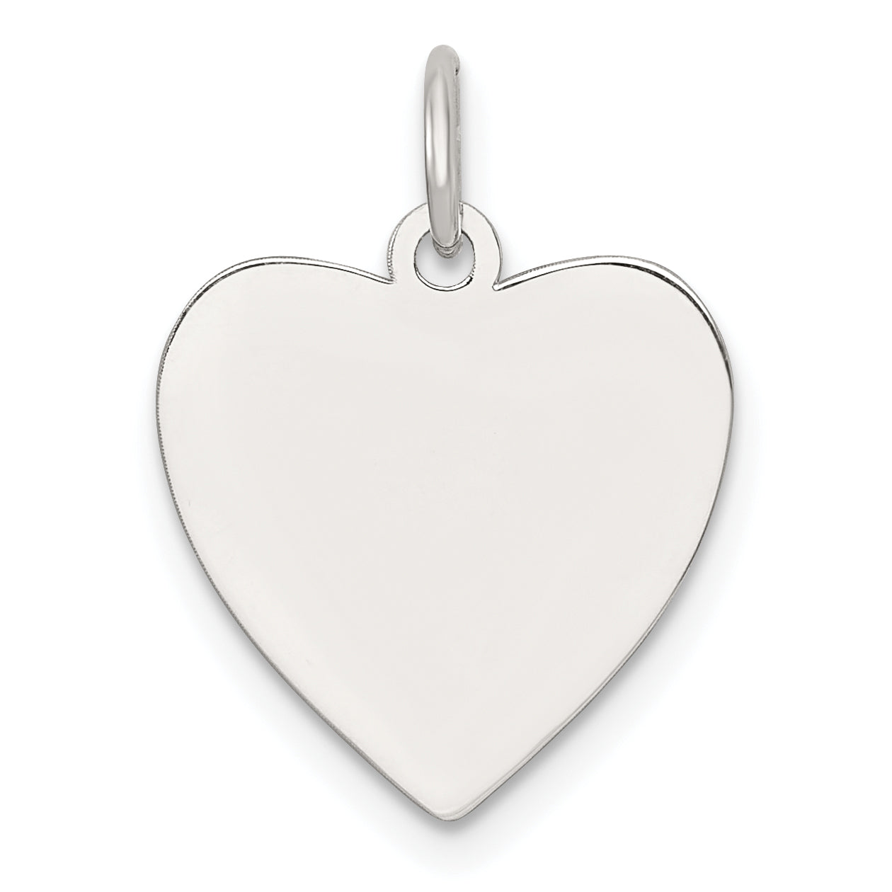 SS Rh-plt Engraveable Heart Polished Front/Satin Back Disc Charm