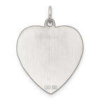 SS Rh-plt Engraveable Heart Polished Front/Satin Back Disc Charm