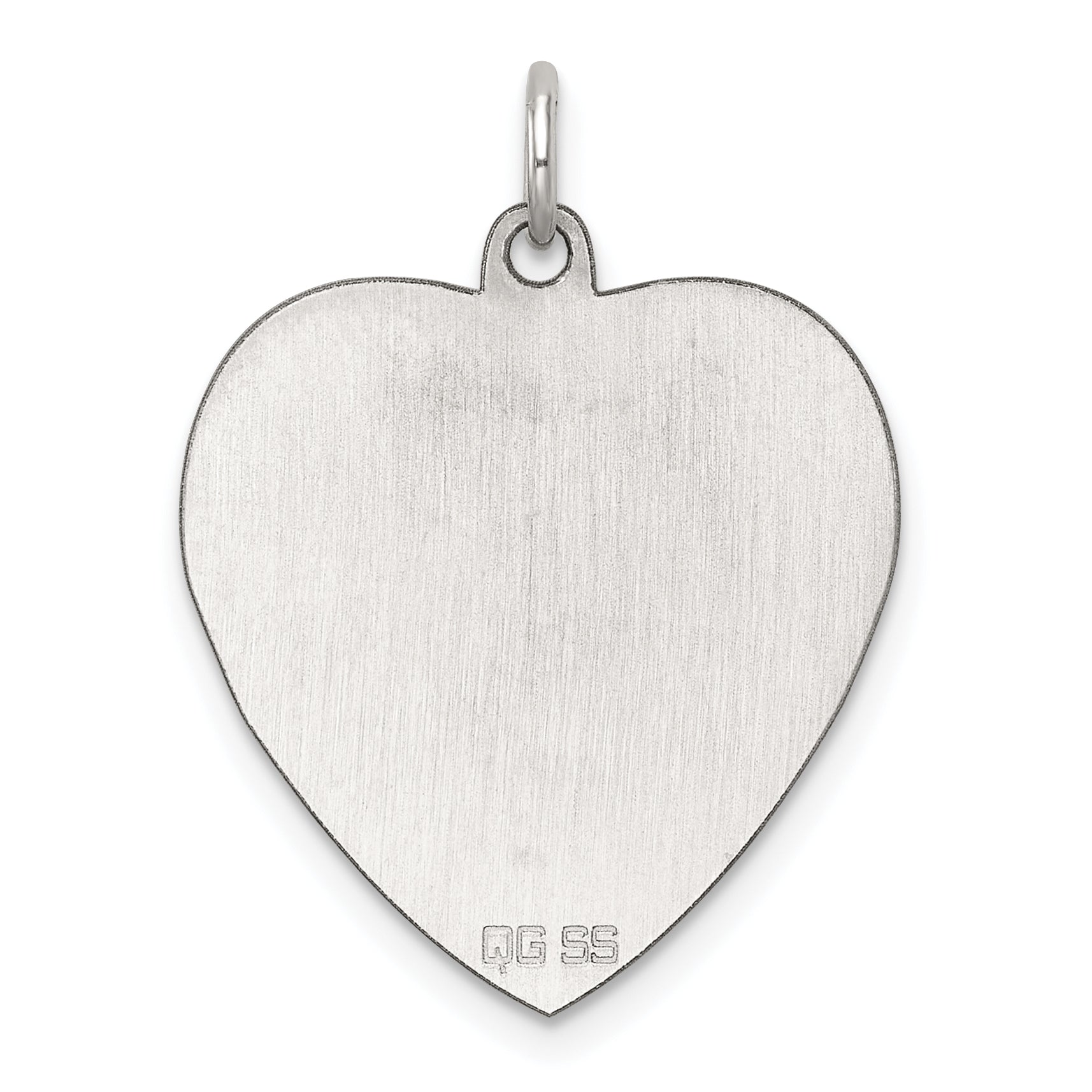 SS Rh-plt Engraveable Heart Polished Front/Satin Back Disc Charm Secondary image