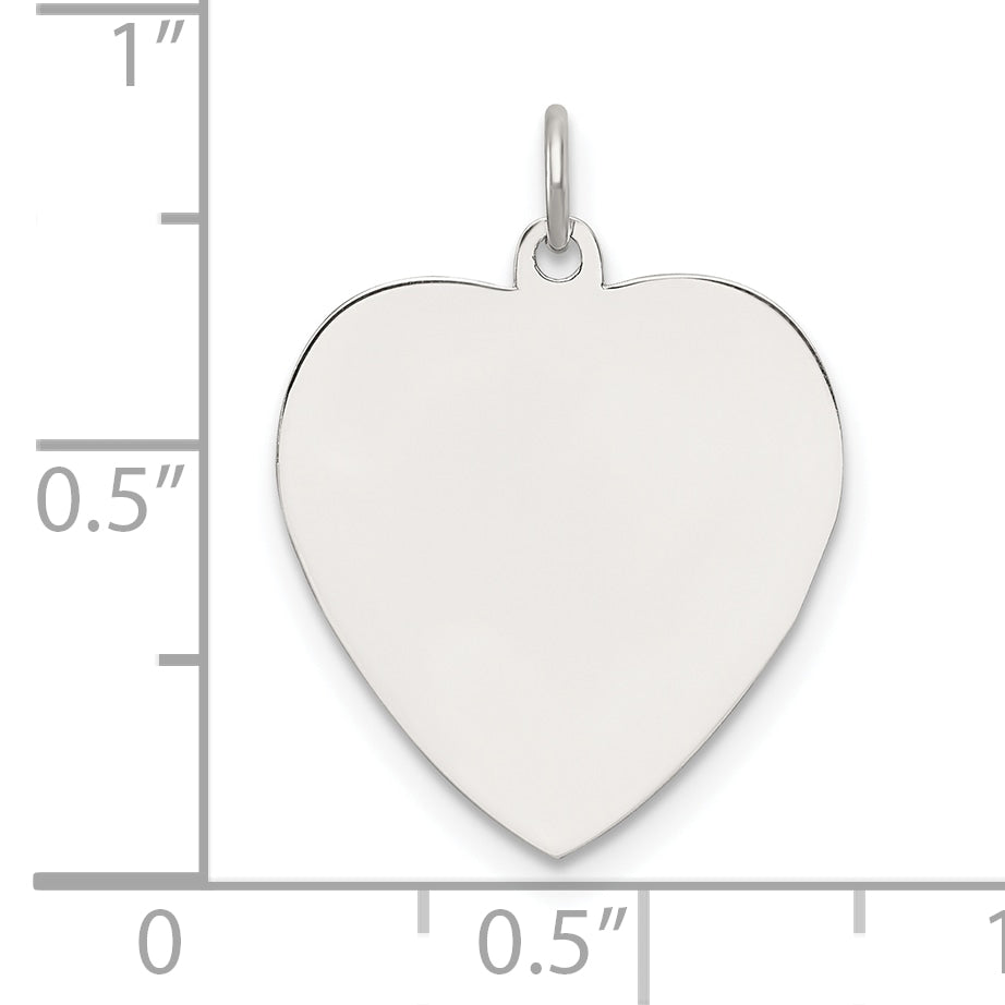 Sterling Silver Rhod-plated Eng. Heart Polish Front/Satin Back Disc Charm
