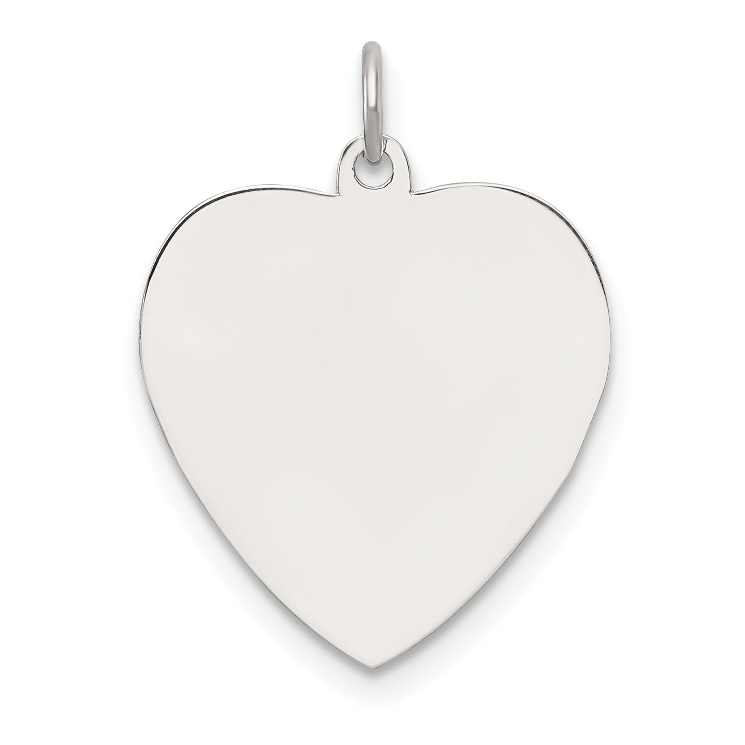 SS Rh-plt Engraveable Heart Polished Front/Satin Back Disc Charm Main image