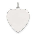 SS Rh-plt Engraveable Heart Polished Front/Satin Back Disc Charm
