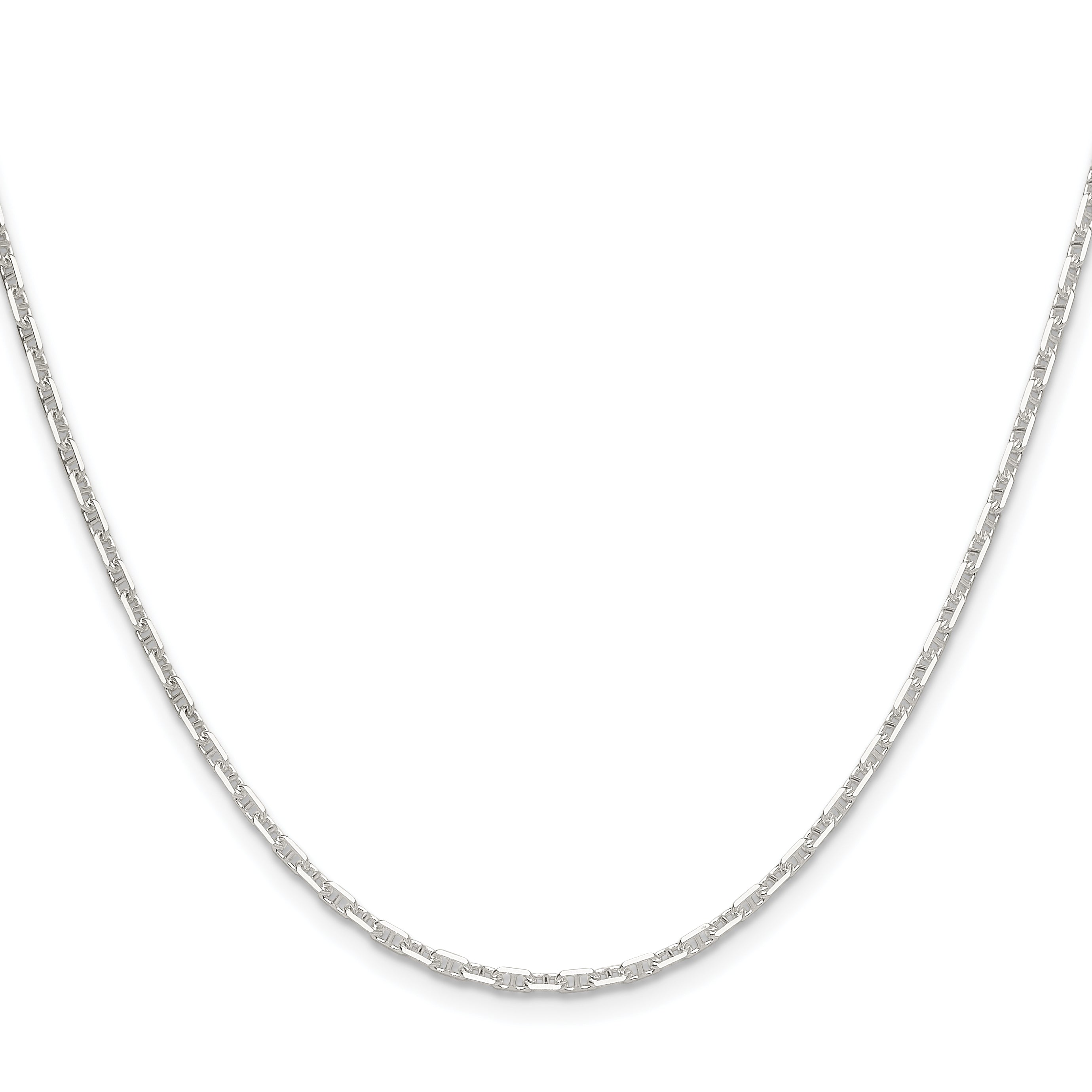 Sterling Silver Polished and D/C 2mm Mariner Link Chain