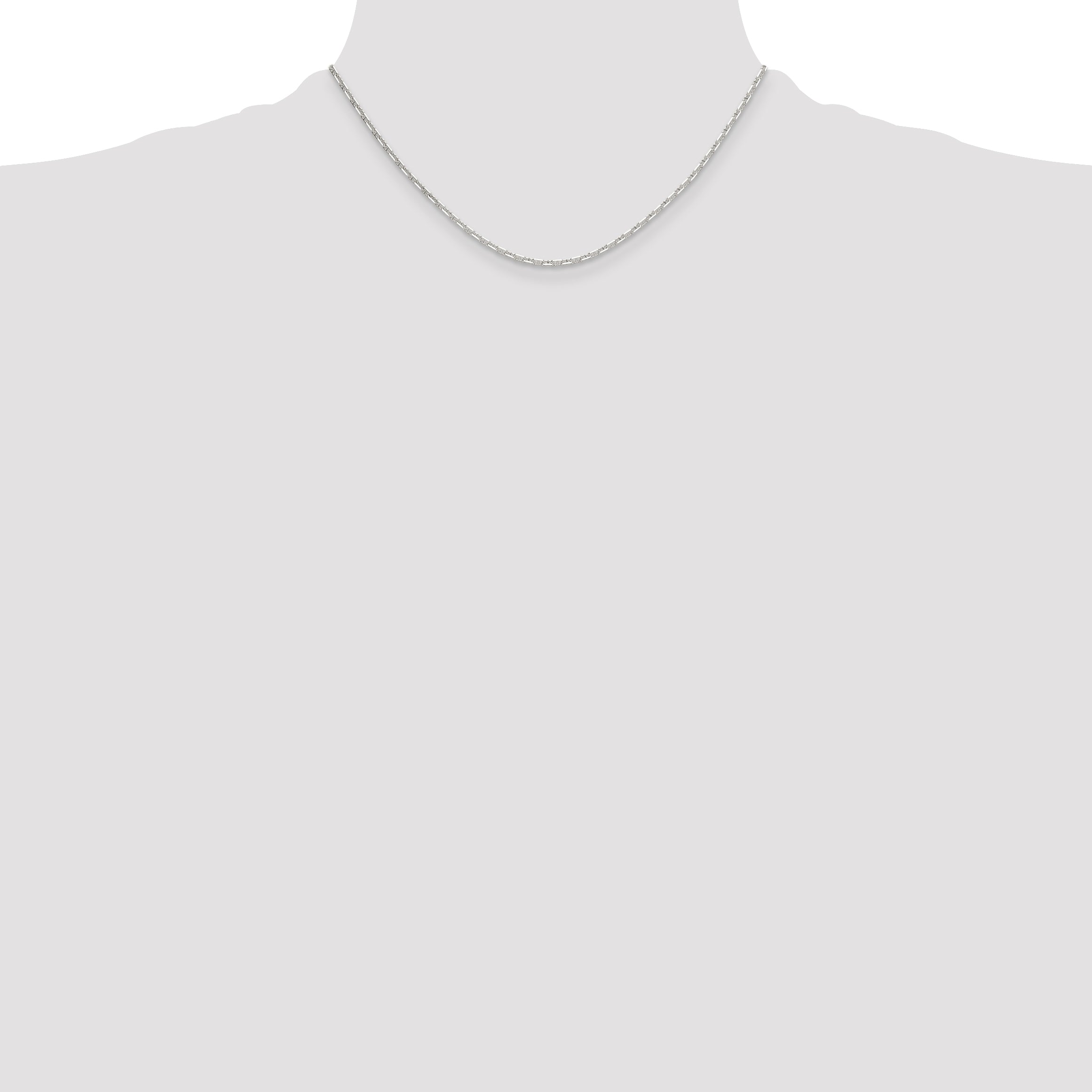 Sterling Silver Polished and D/C 2mm Mariner Link Chain