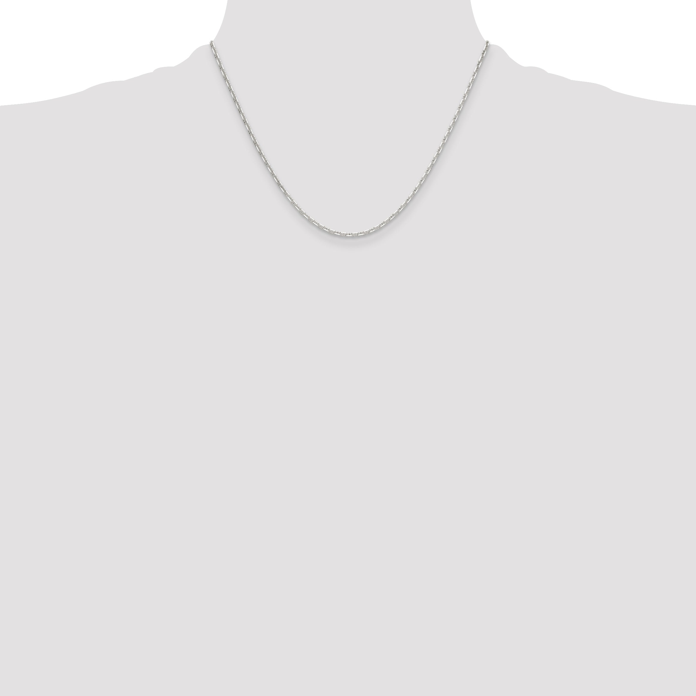 Sterling Silver Polished and D/C 2mm Mariner Link Chain