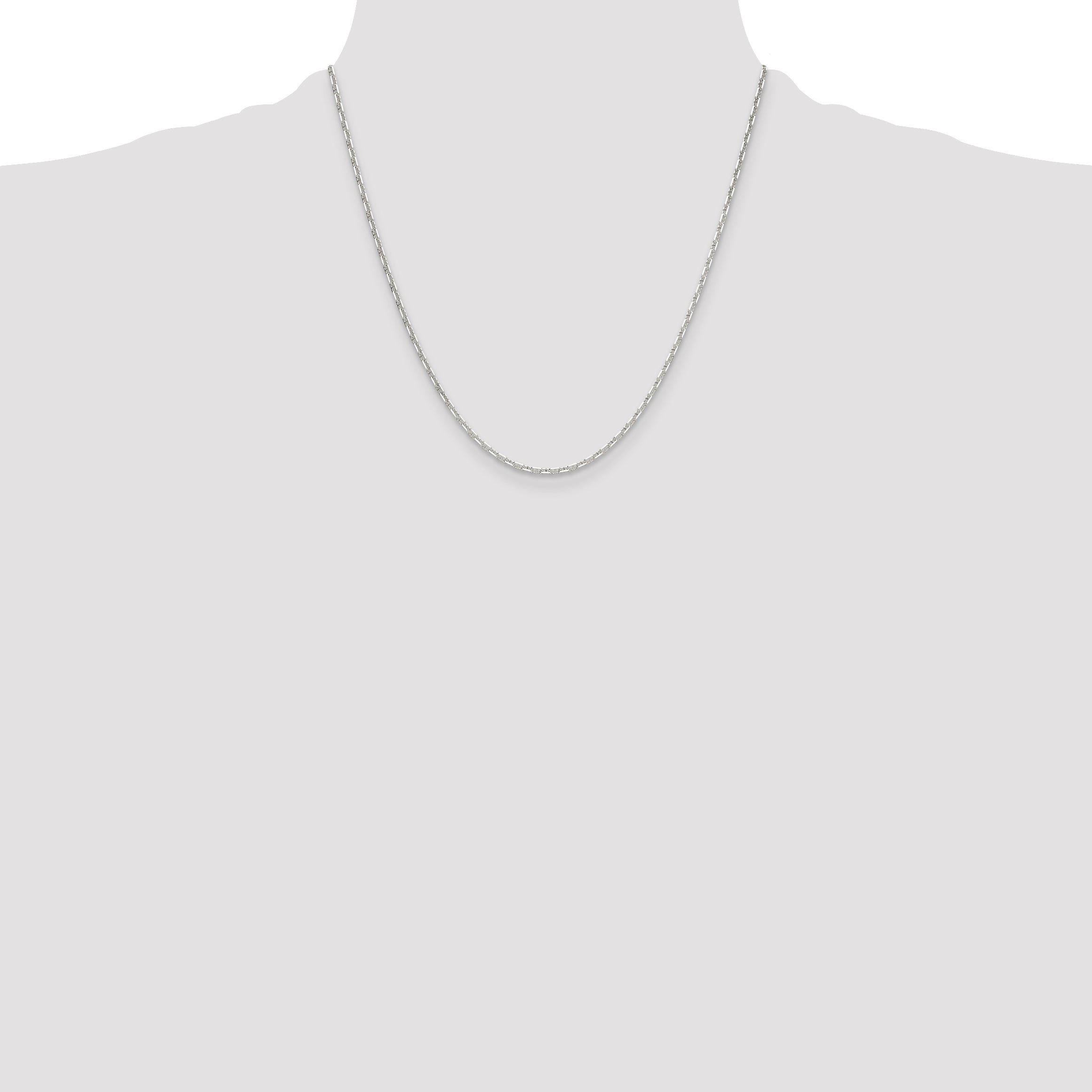 Sterling Silver Polished and D/C 2mm Mariner Link Chain