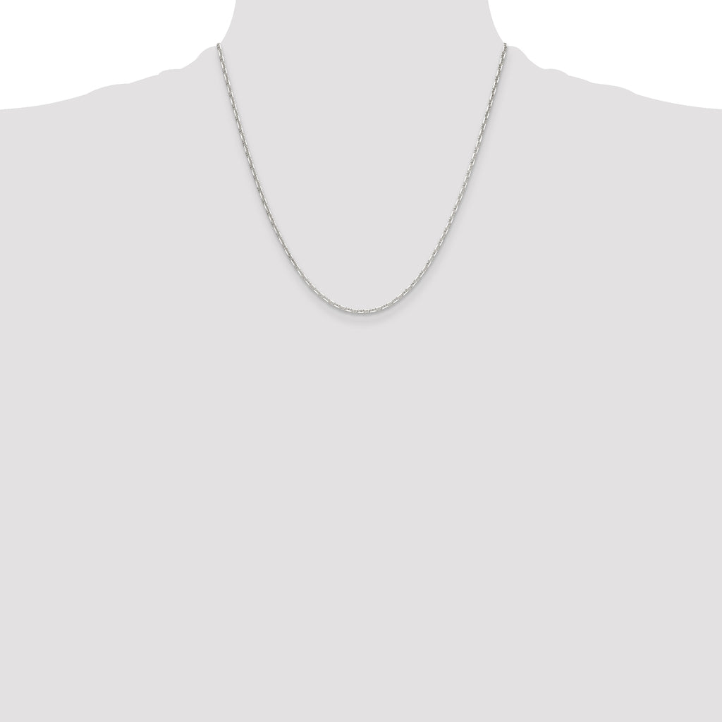 Sterling Silver Polished and D/C 2mm Mariner Link Chain