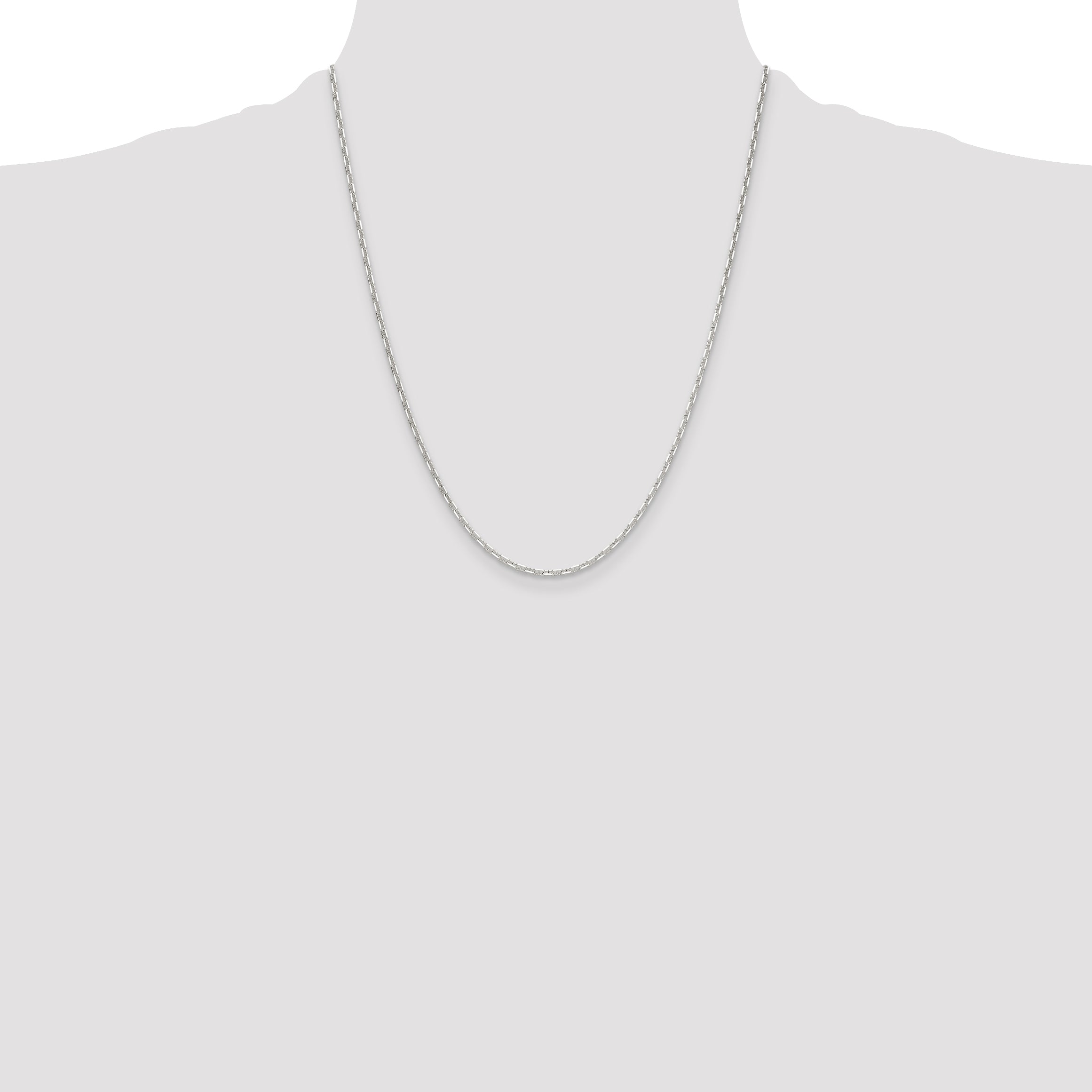 Sterling Silver Polished and D/C 2mm Mariner Link Chain