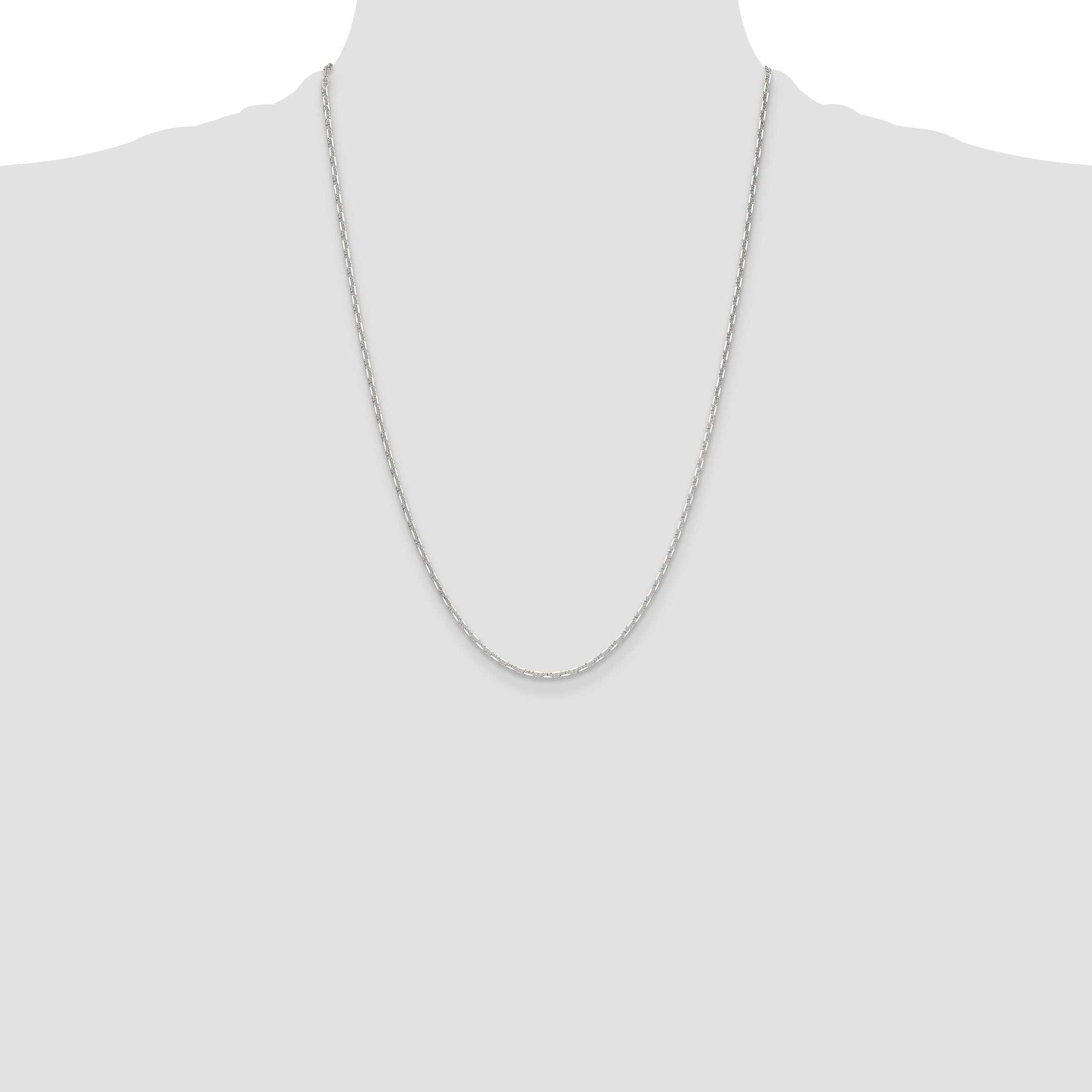 Sterling Silver Polished and D/C 2mm Mariner Link Chain