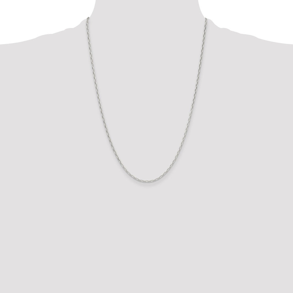 Sterling Silver Polished and D/C 2mm Mariner Link Chain