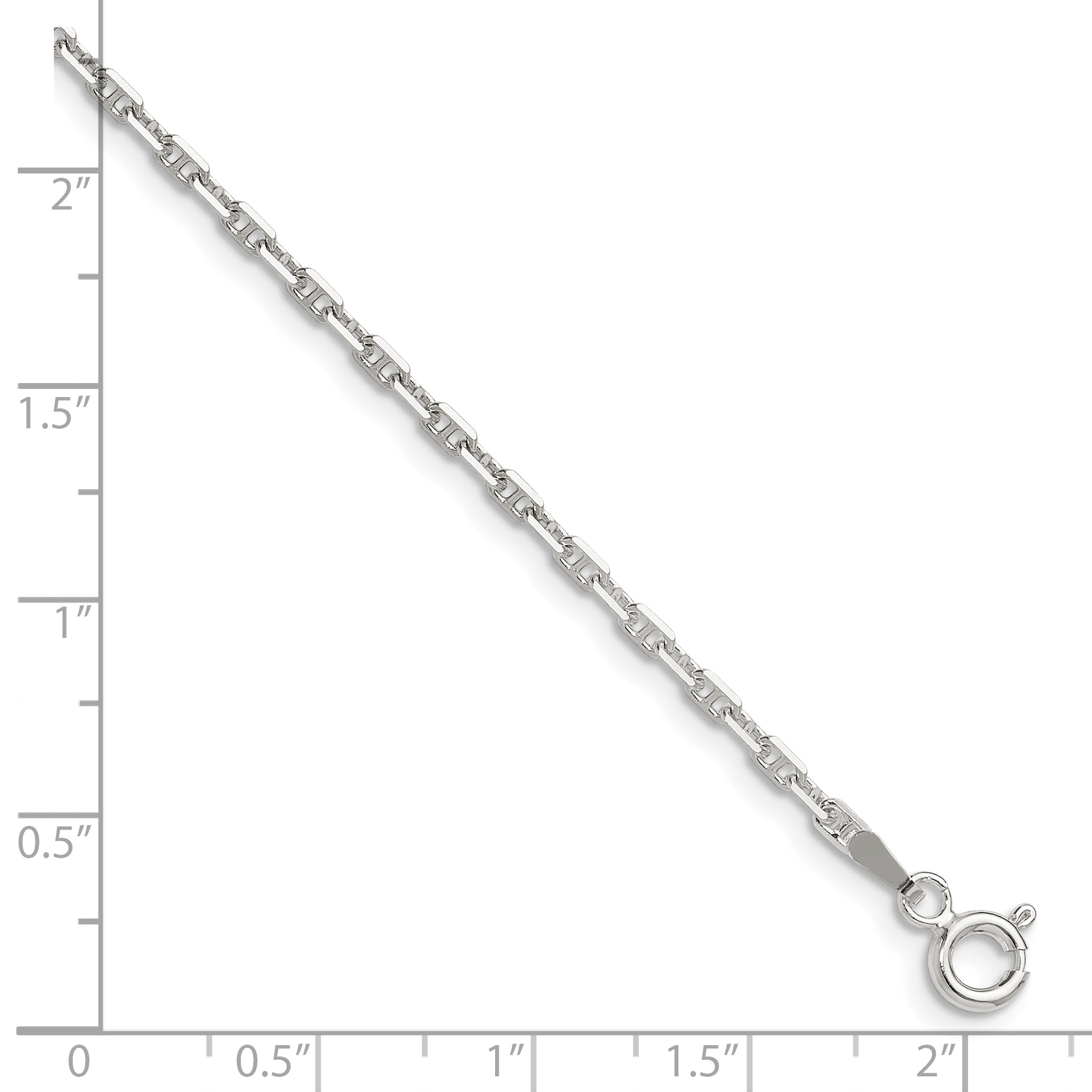 Sterling Silver Polished and D/C 2mm Mariner Link Chain