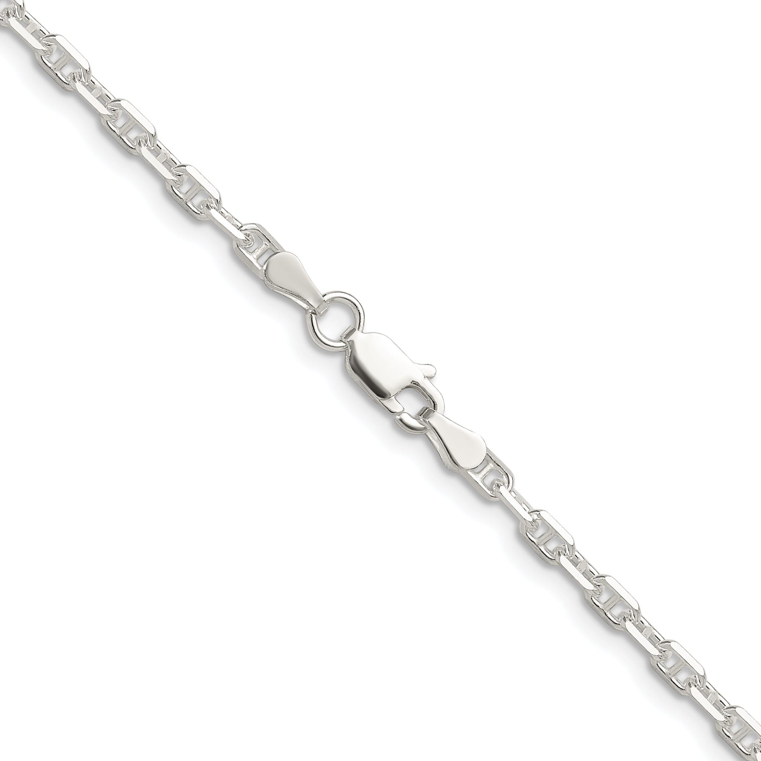 Sterling Silver Polished and D/C 3mm Mariner Link Chain
