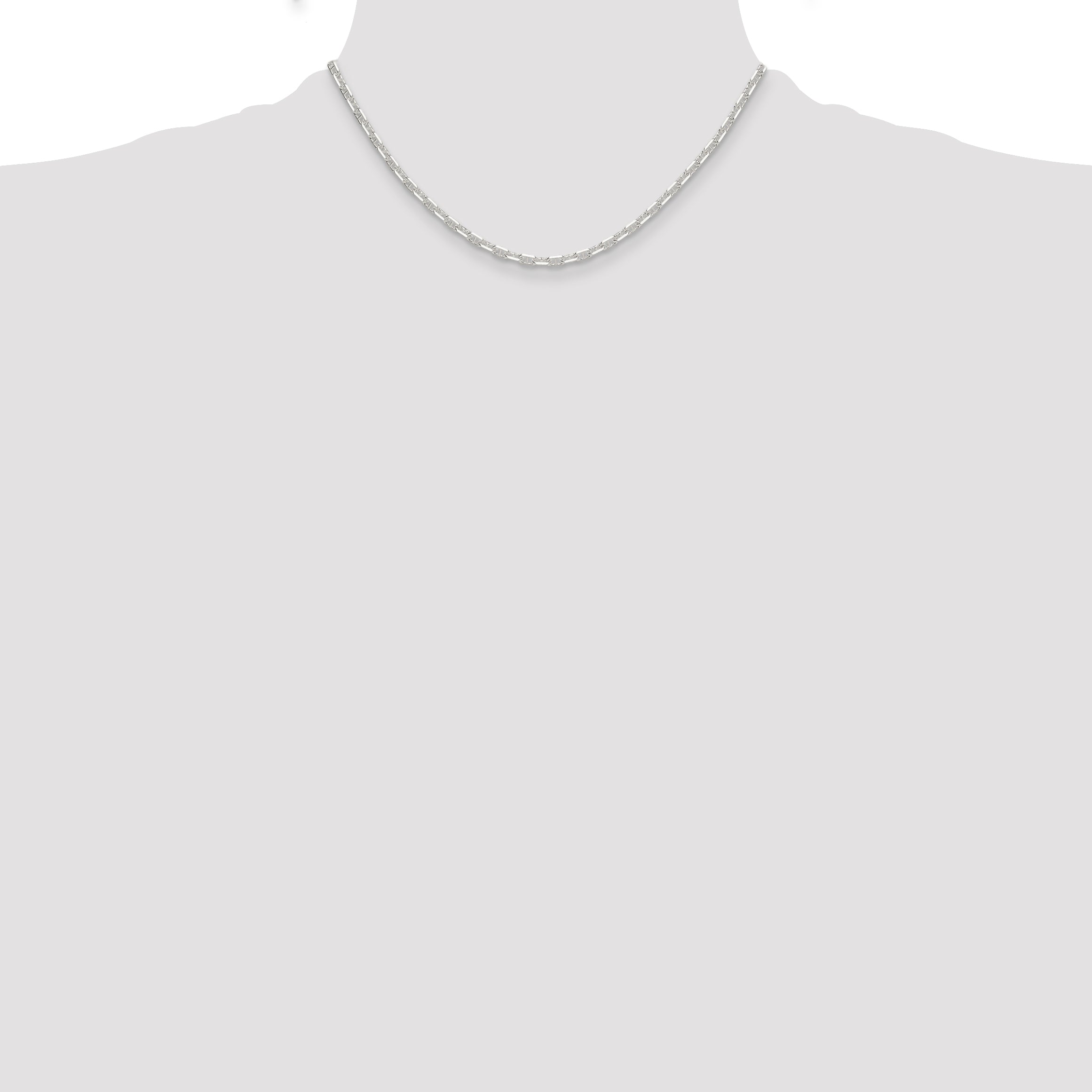 Sterling Silver Polished and D/C 3mm Mariner Link Chain