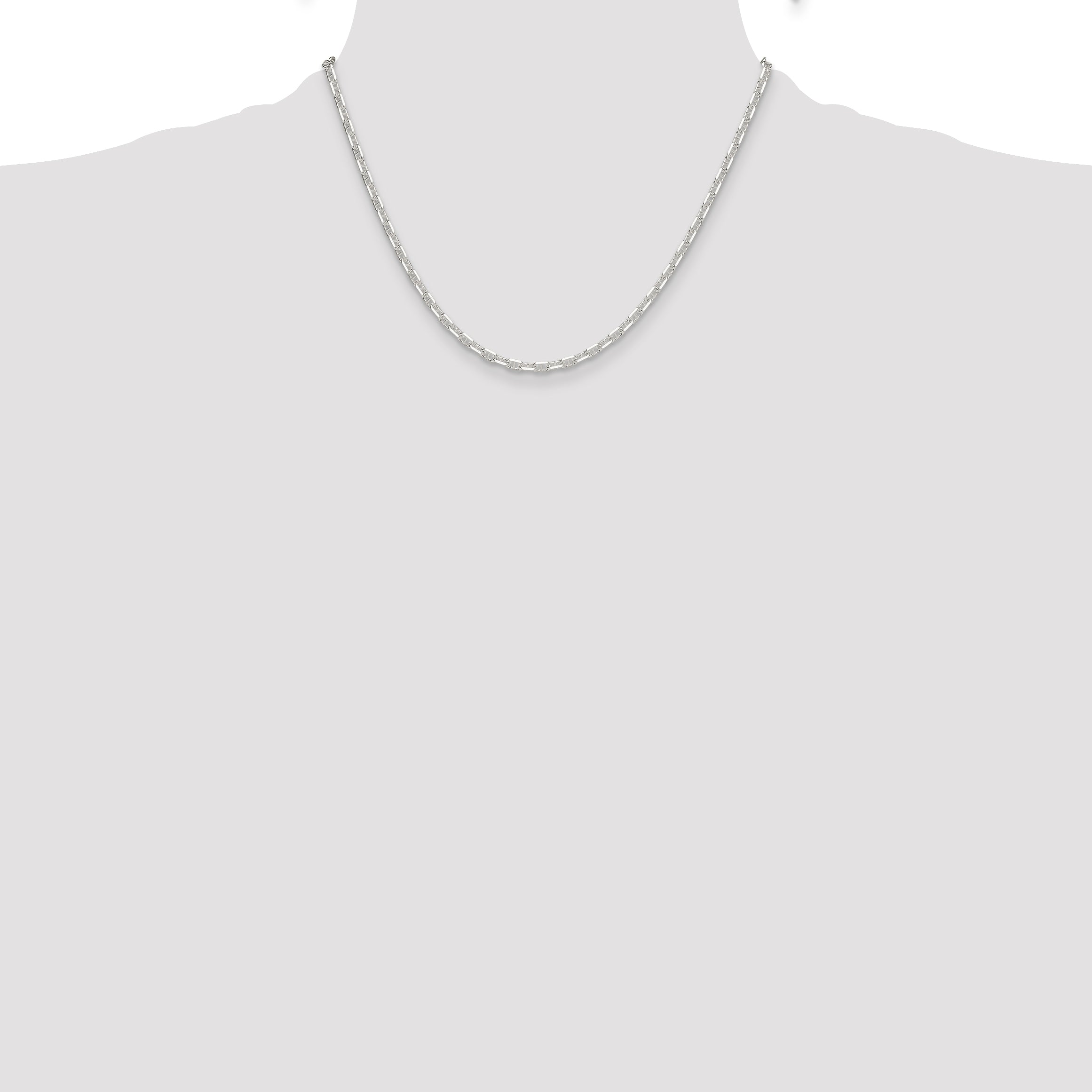 Sterling Silver Polished and D/C 3mm Mariner Link Chain
