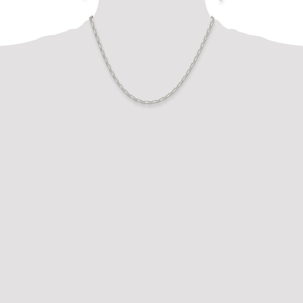 Sterling Silver Polished and D/C 3mm Mariner Link Chain