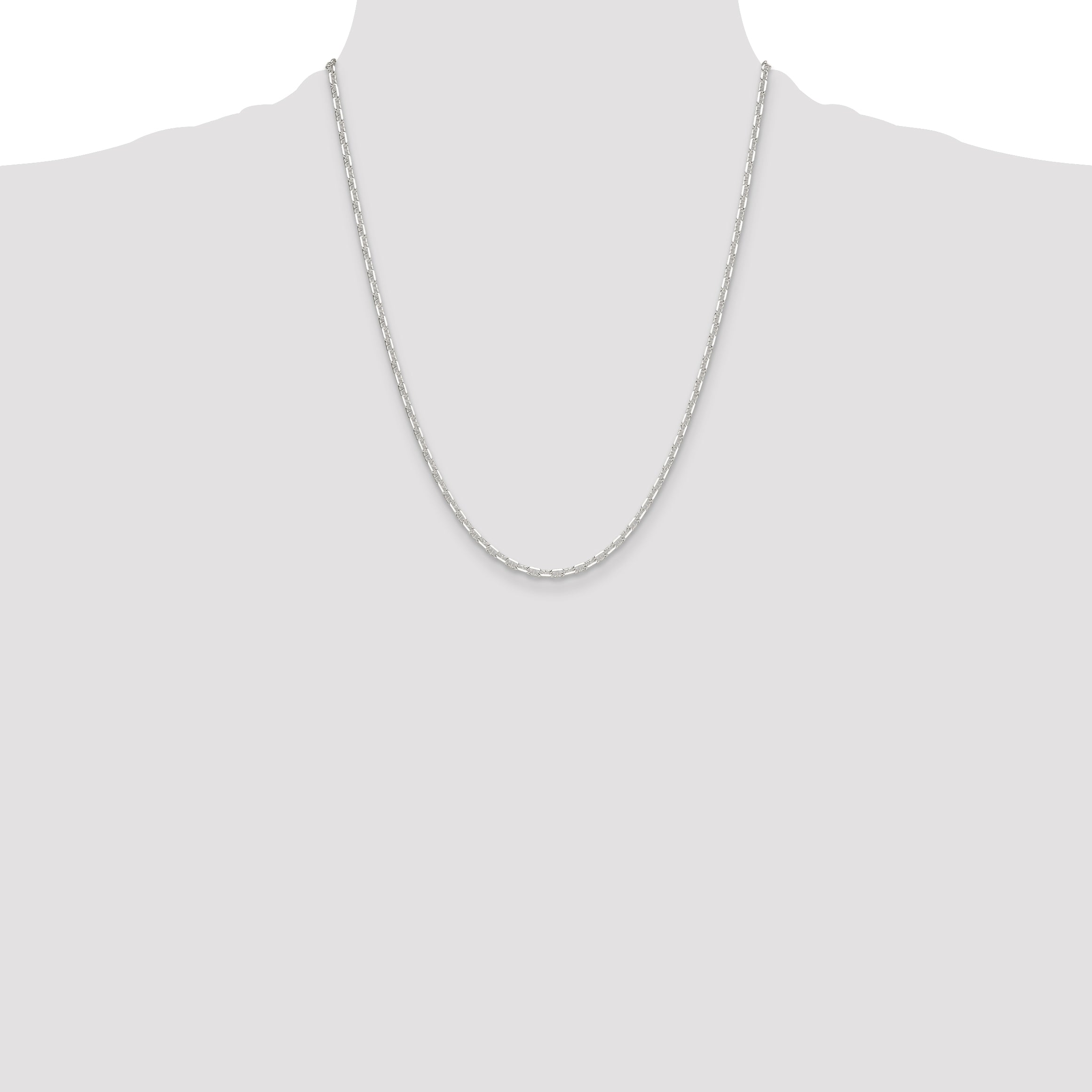 Sterling Silver Polished and D/C 3mm Mariner Link Chain