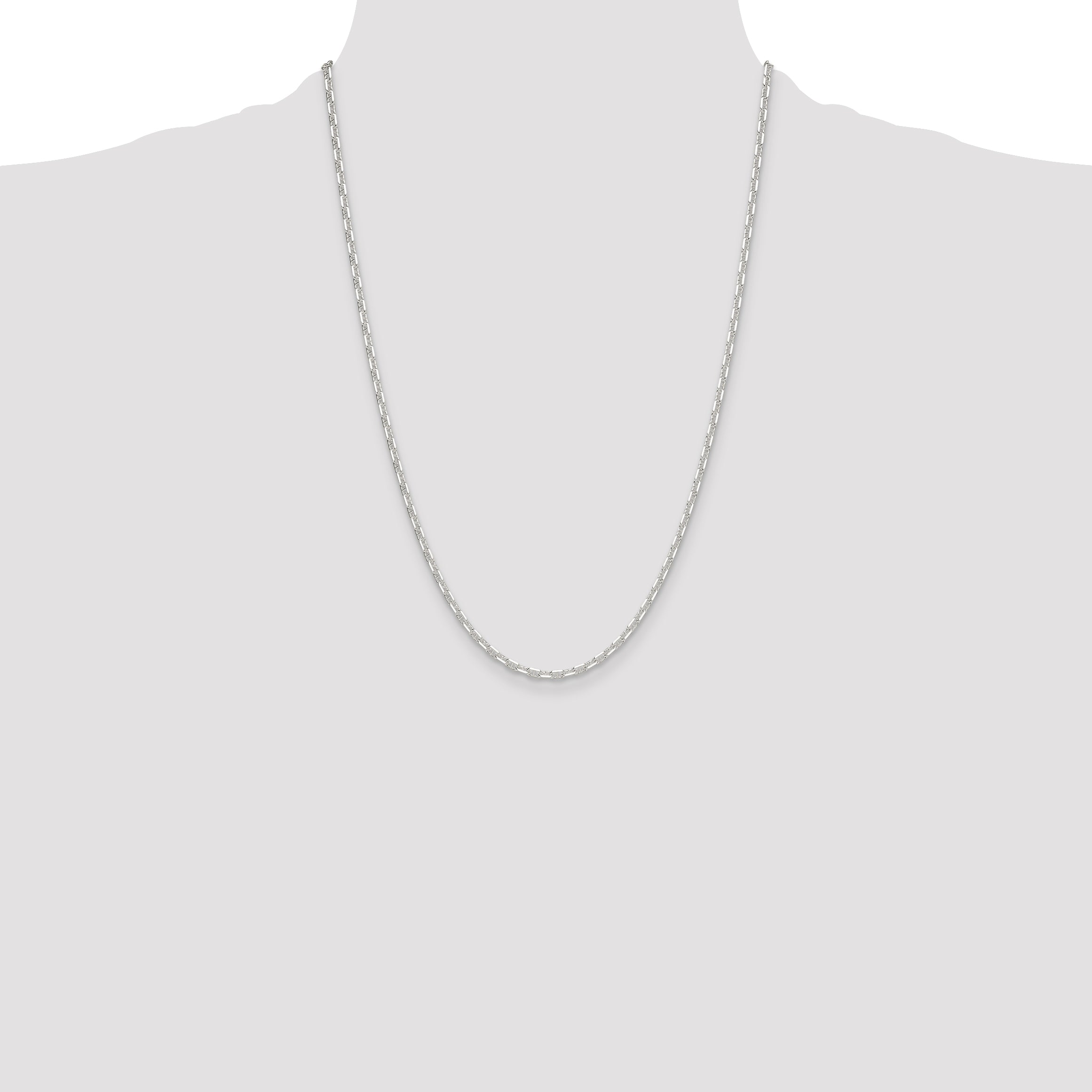 Sterling Silver Polished and D/C 3mm Mariner Link Chain