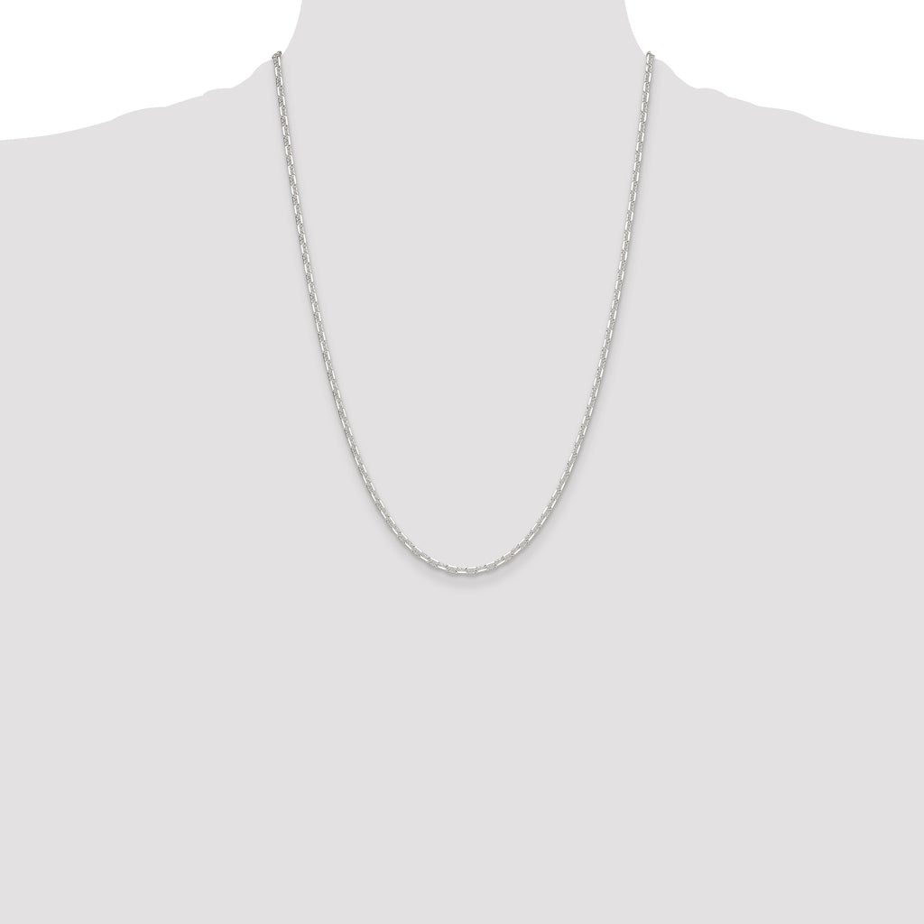 Sterling Silver Polished and D/C 3mm Mariner Link Chain