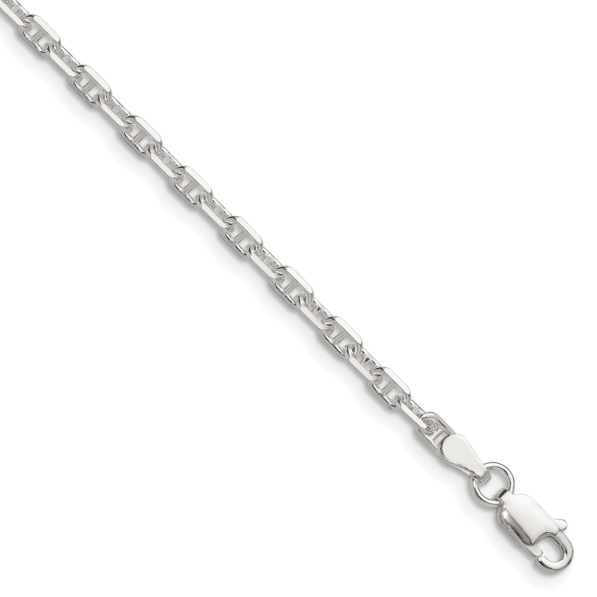 Sterling Silver Polished and D/C 3mm Mariner Link Chain