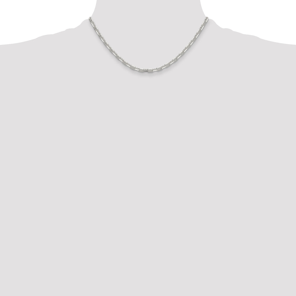 Sterling Silver Polished and Diamond-Cut 3.75mm Mariner Link Chain