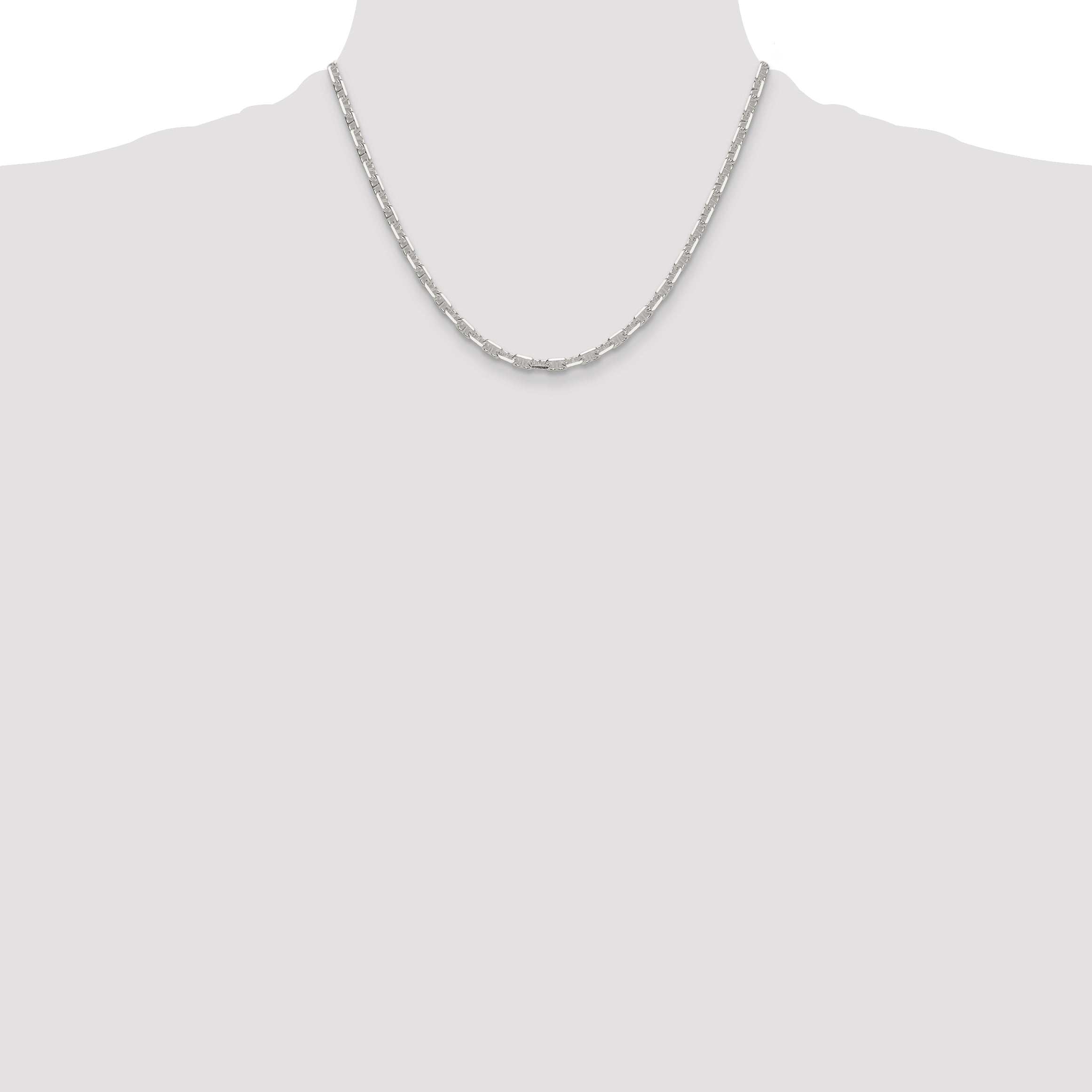 Sterling Silver Polished and Diamond-Cut 3.75mm Mariner Link Chain