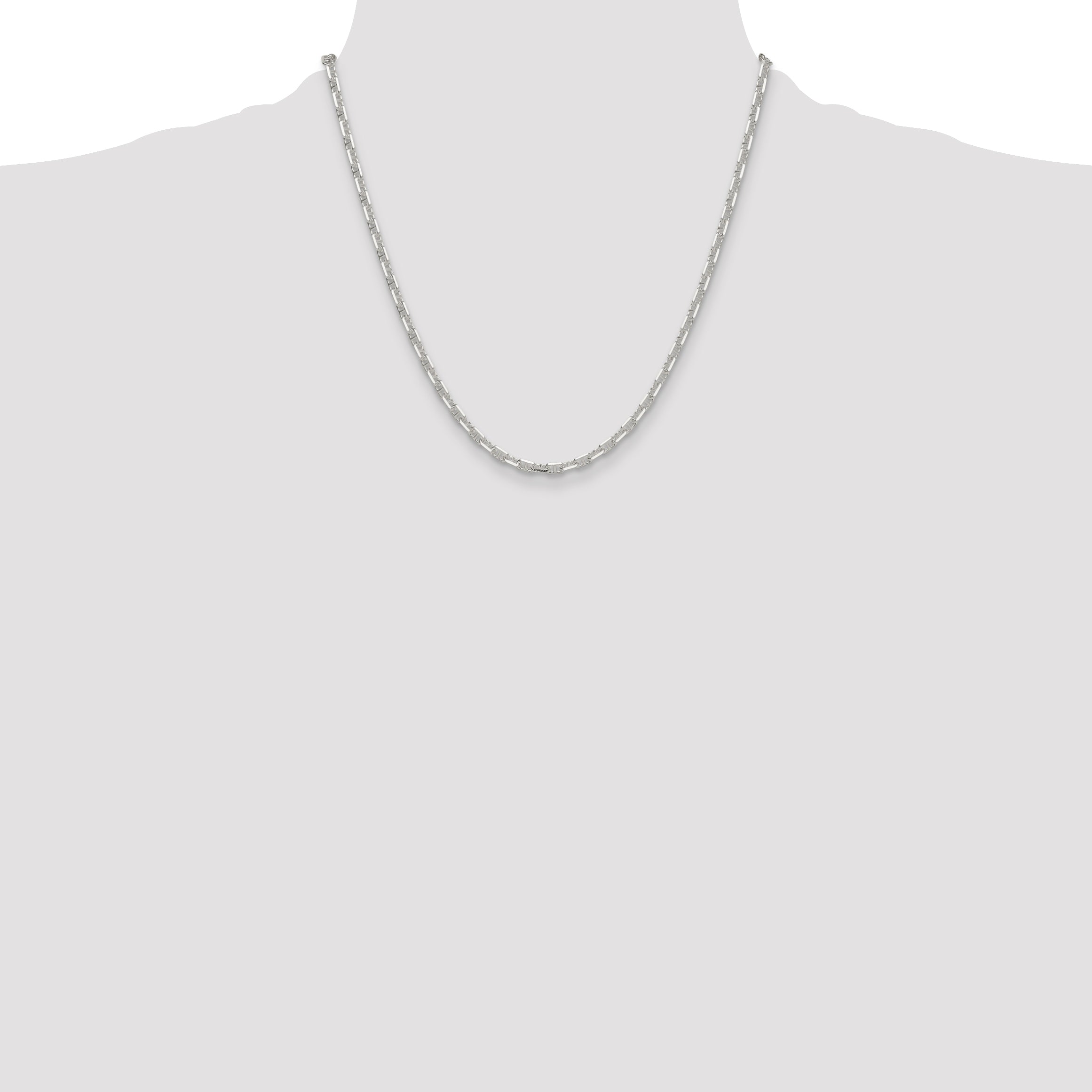 Sterling Silver Diamond-Cut Open Link Chain Necklace 3.75mm
