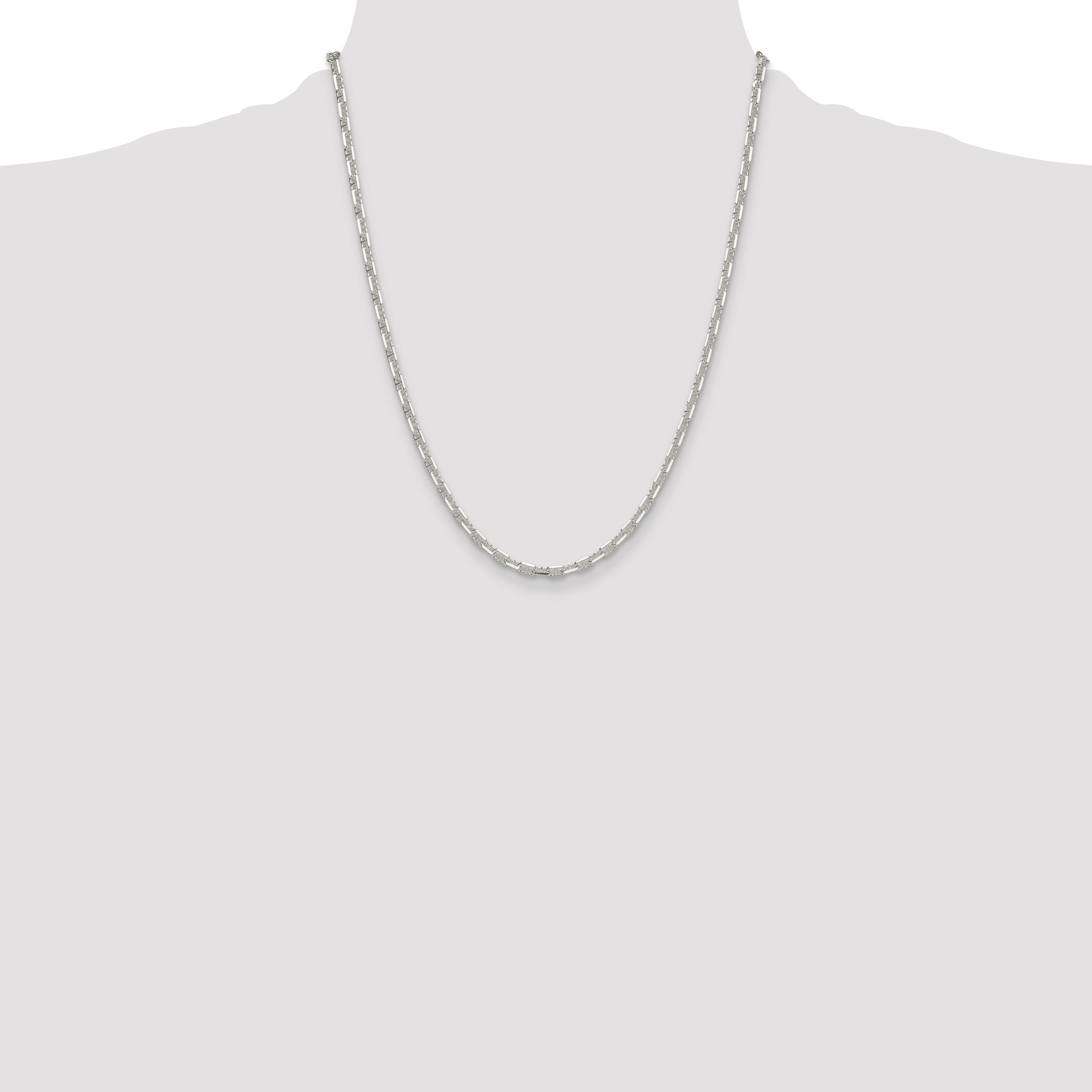Sterling Silver Polished and Diamond-Cut 3.75mm Mariner Link Chain