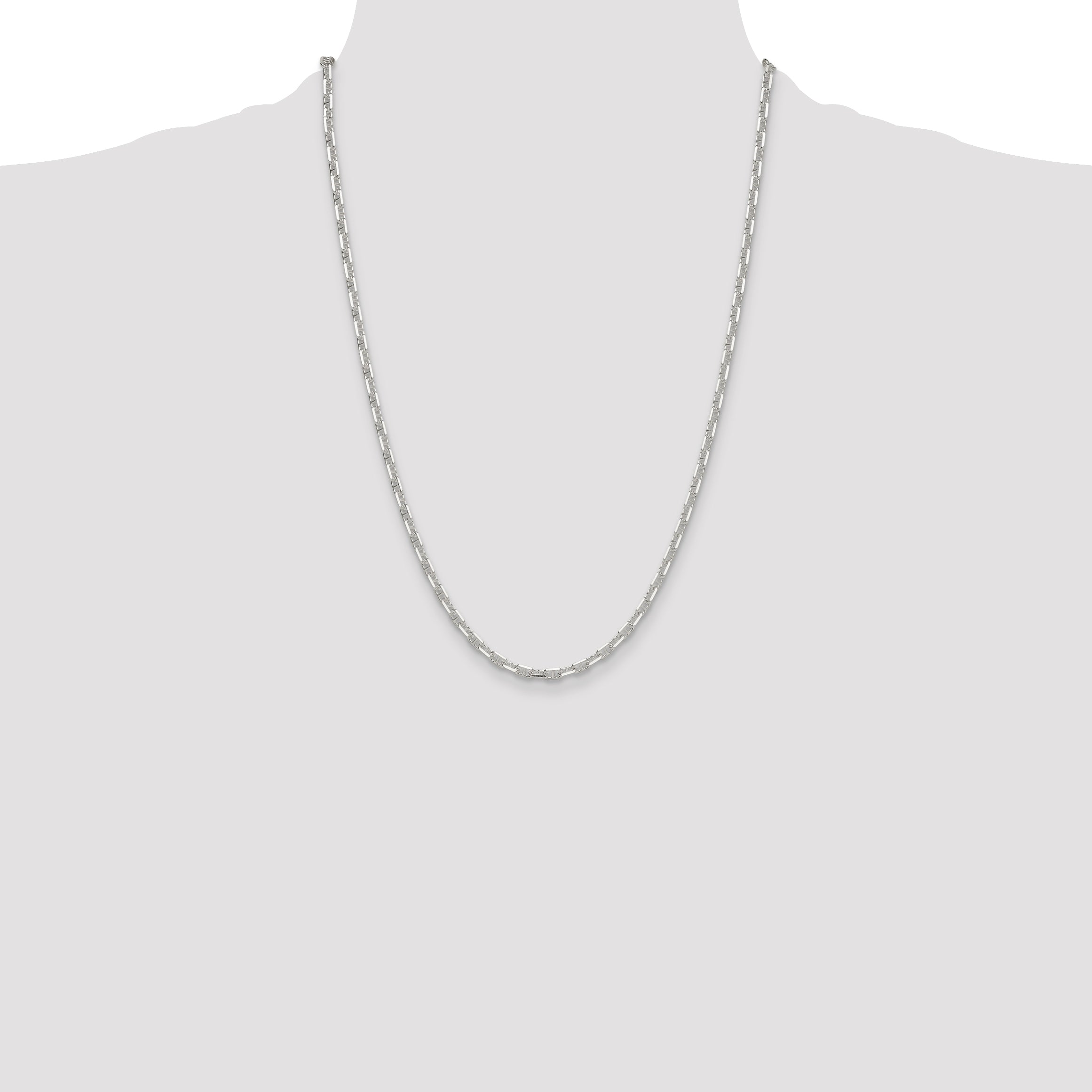 Sterling Silver Polished and Diamond-Cut 3.75mm Mariner Link Chain