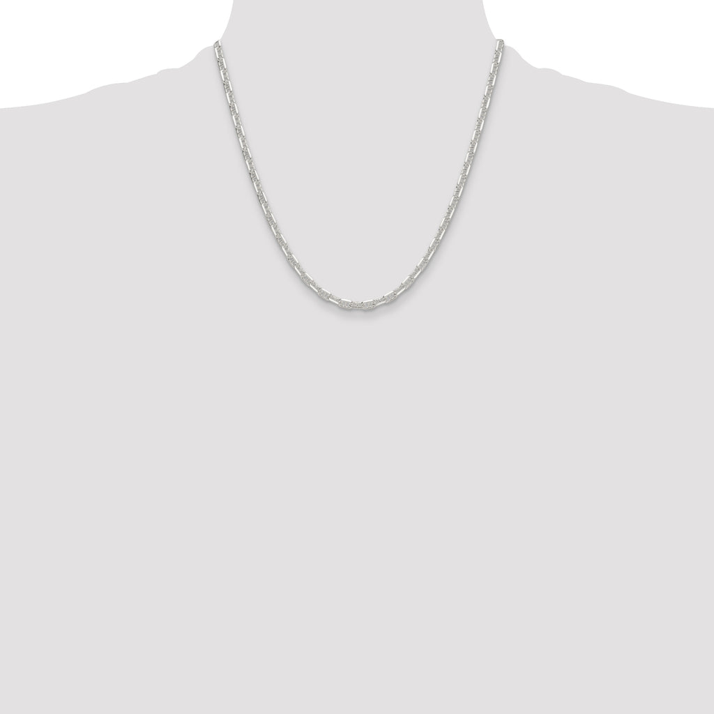 Sterling Silver Polished and Diamond-Cut 4.75mm Mariner Link Chain