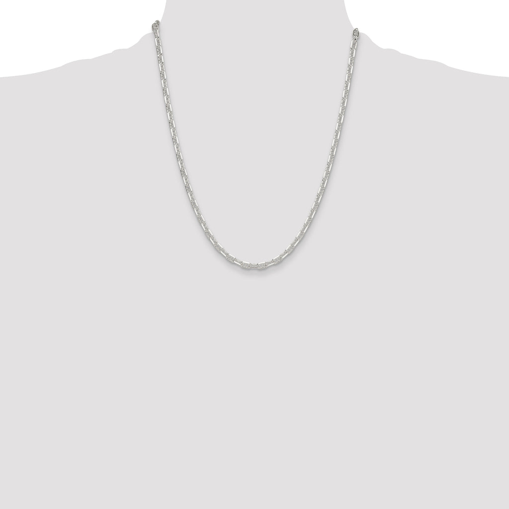 Sterling Silver Polished and Diamond-Cut 4.75mm Mariner Link Chain