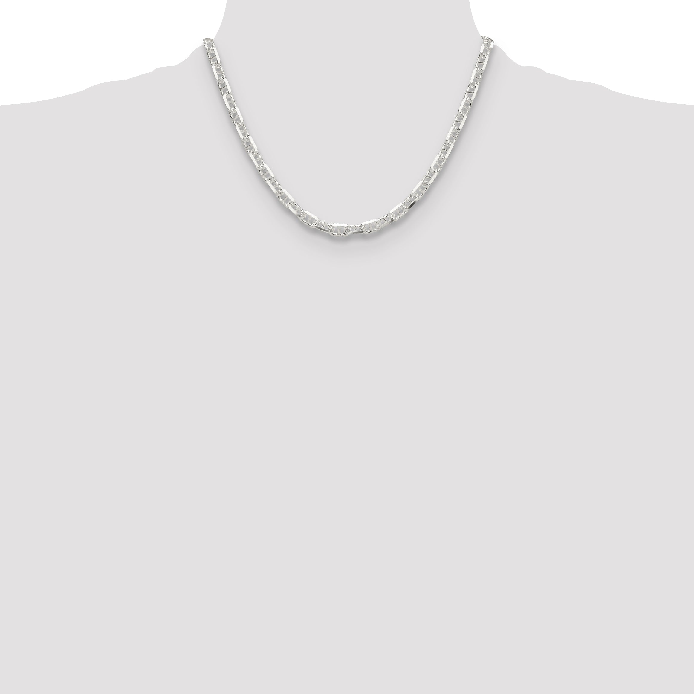 Sterling Silver Polished and D/C 5.5mm Mariner Link Chain