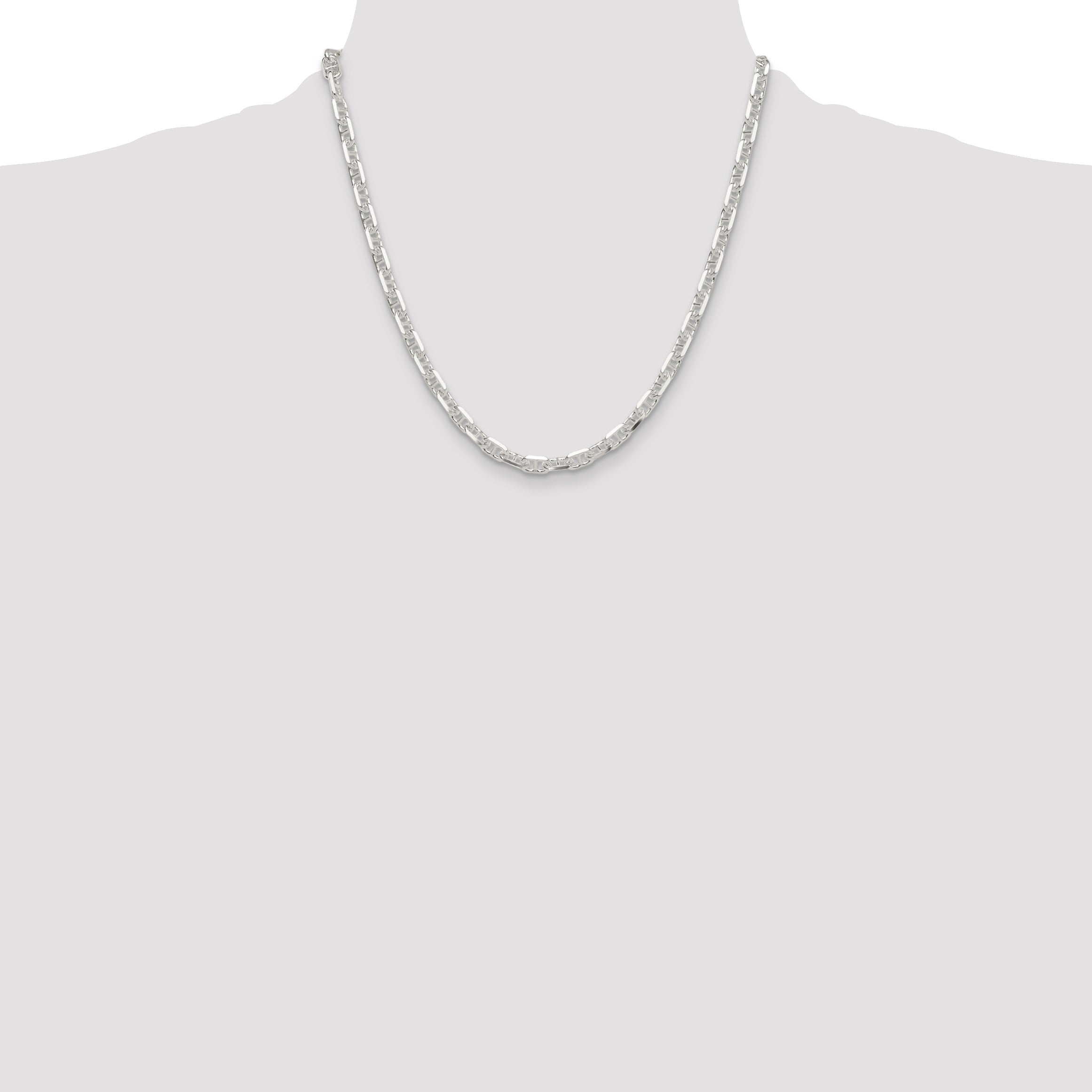 Sterling Silver Polished and D/C 5.5mm Mariner Link Chain